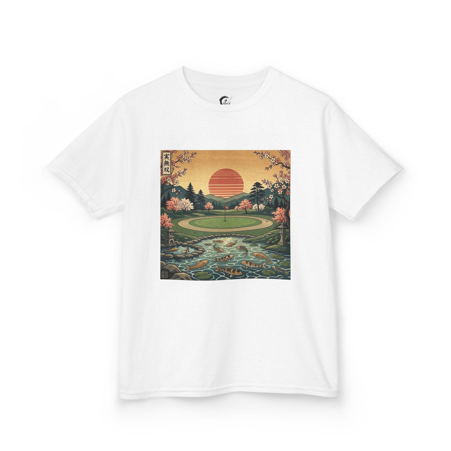 Zen Spot Golf Custom Vintage Japanese Sunset Golf Course Graphic Kids T-Shirt