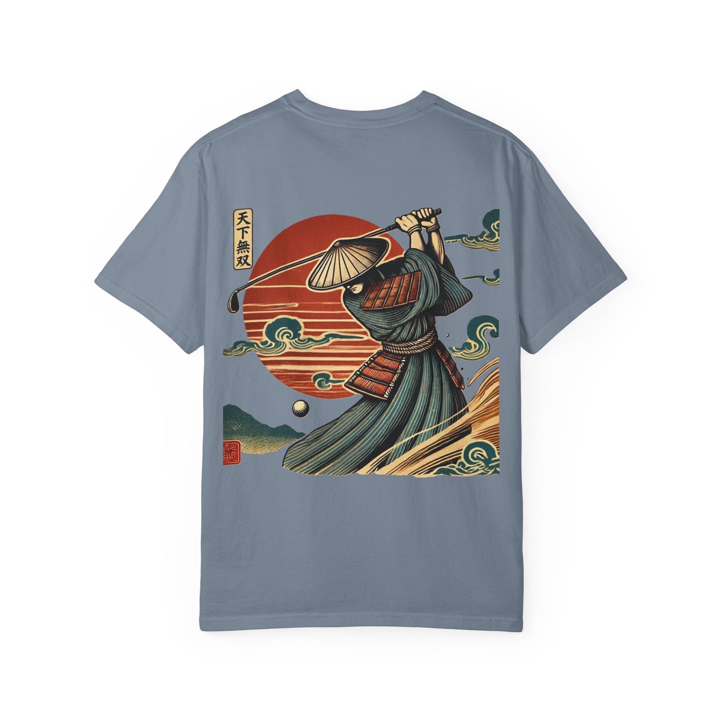 Zen Spot Golf Custom Samurai Golfer Sunset Graphic T-Shirt