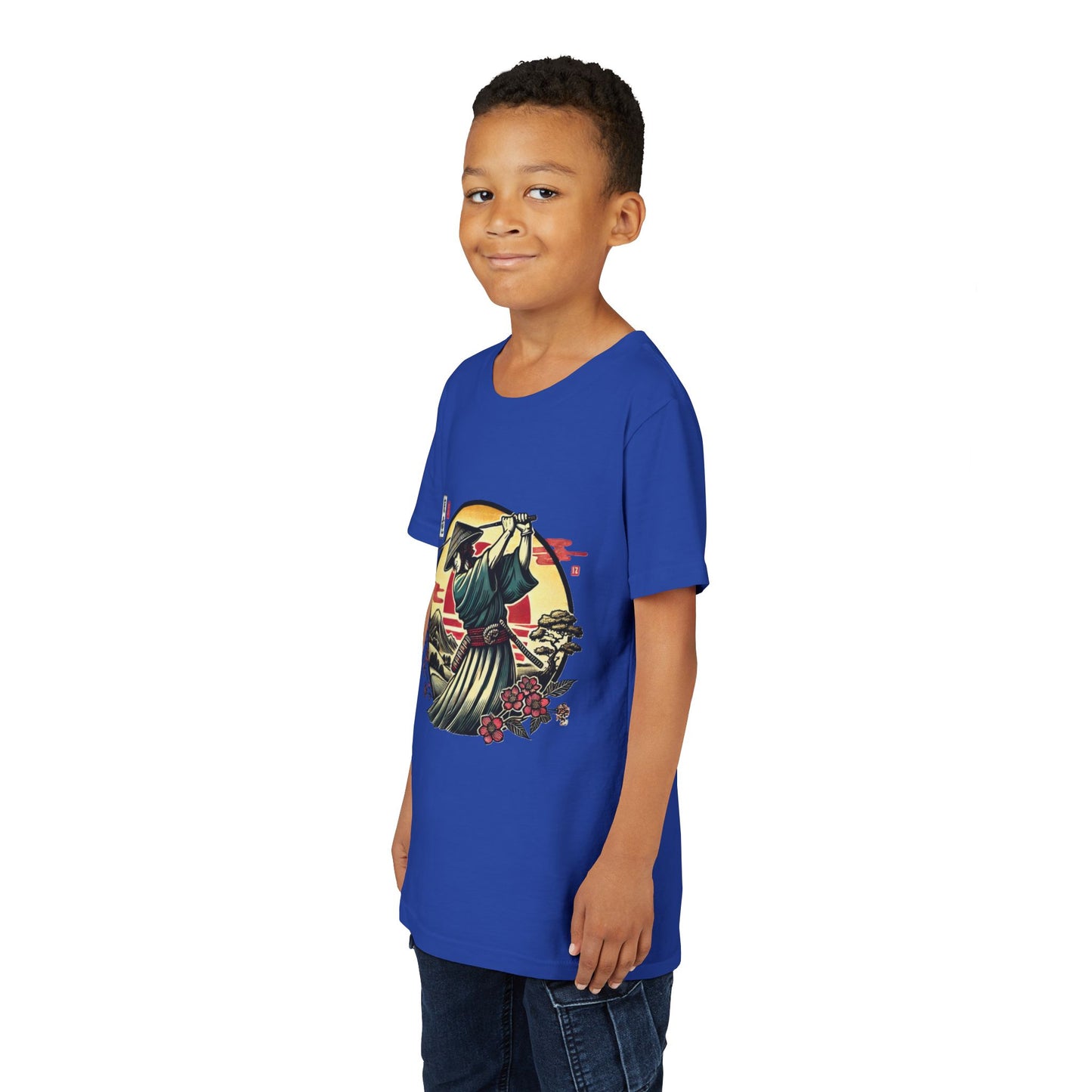 Zen Spot Golf Custom Samurai Golfer Sunset Graphic Youth T-Shirt