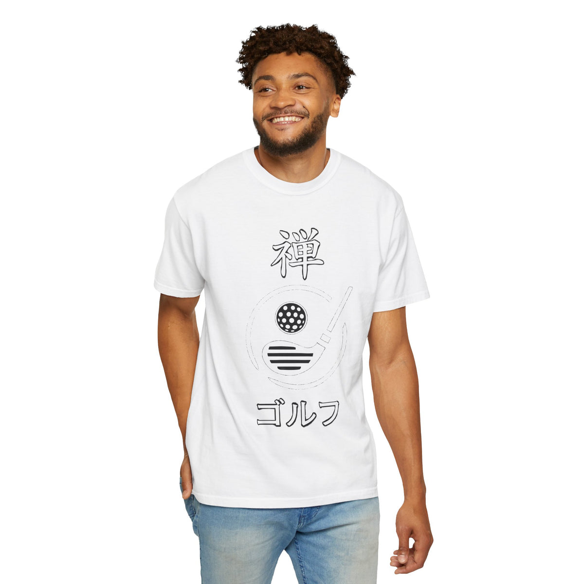 Zen Golf Minimalist Japanese Kanji Graphic T-Shirt