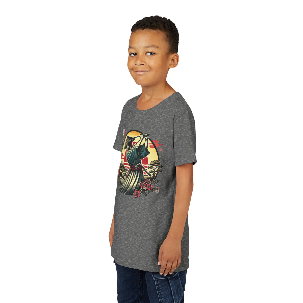 Samurai Golfer Sunset Graphic Youth T-Shirt