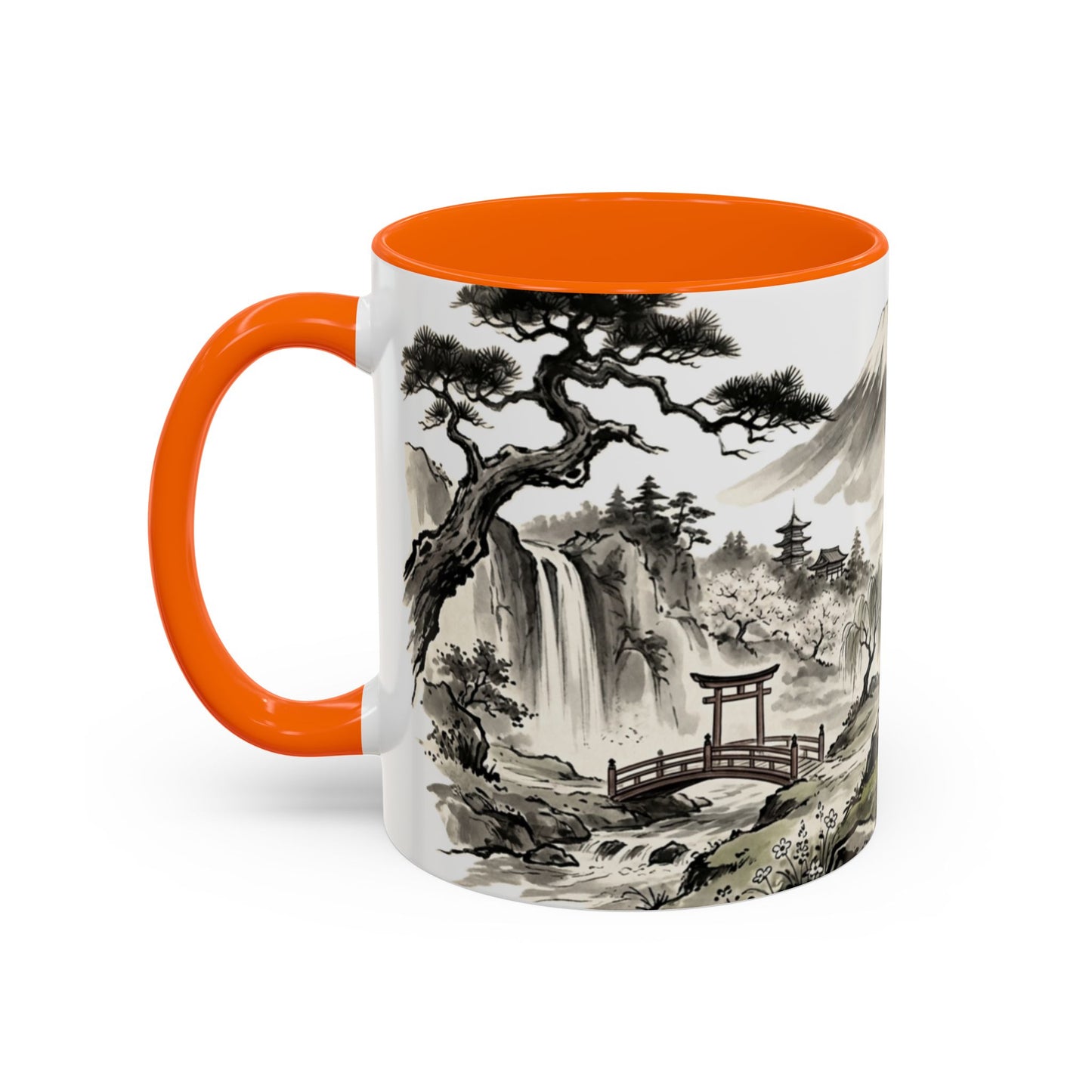 Zen Spot Golf Custom Japanese Golf Scene Accent Coffee Mug Ukiyo-e Style Golfing Geisha (11/15oz)
