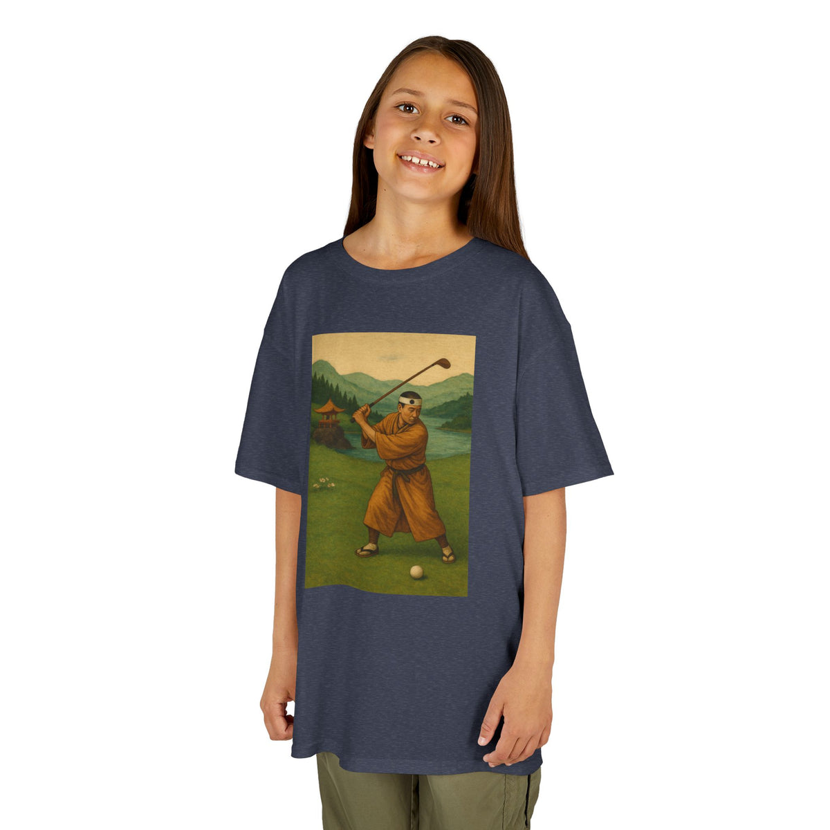 Vintage Monk Golfer Kids Graphic T‑Shirt