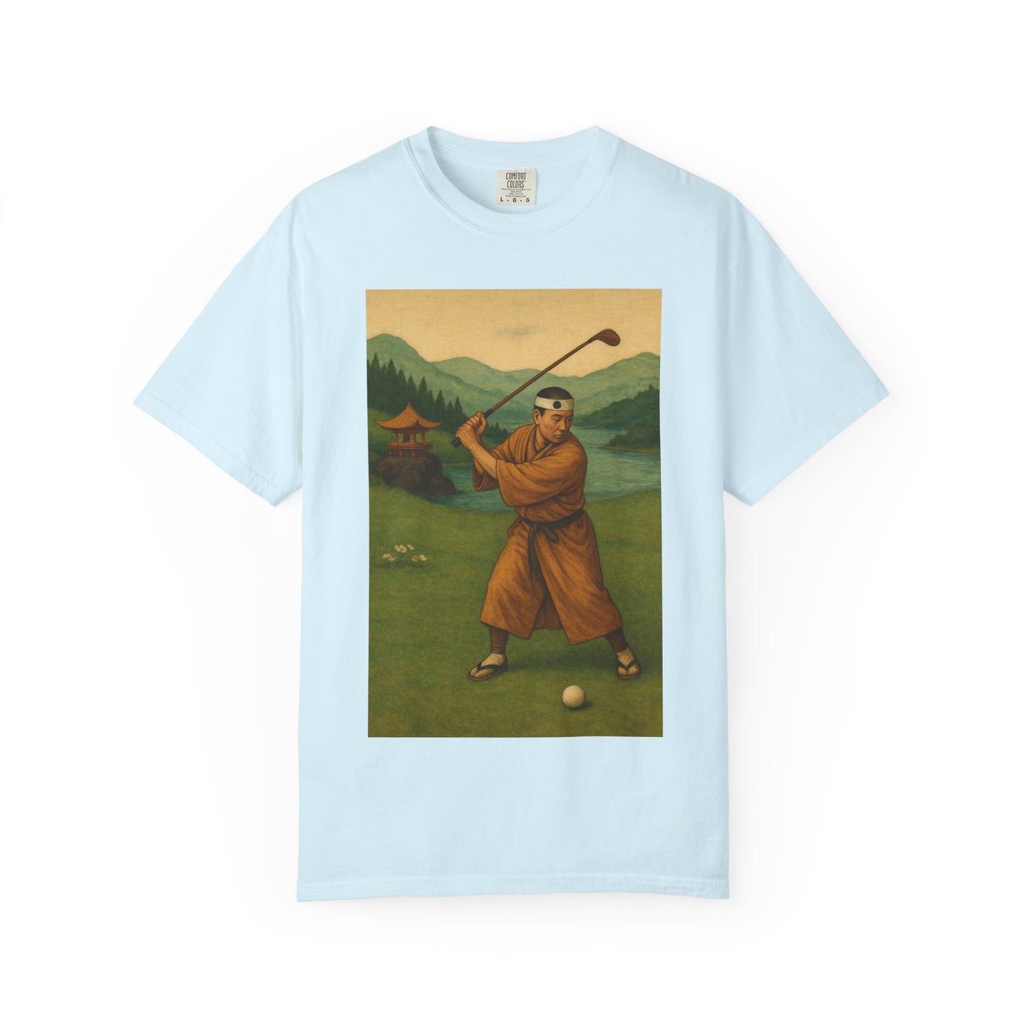 Zen Spot Golf Custom Vintage Golf Scene Monk Golfer Graphic T-Shirt