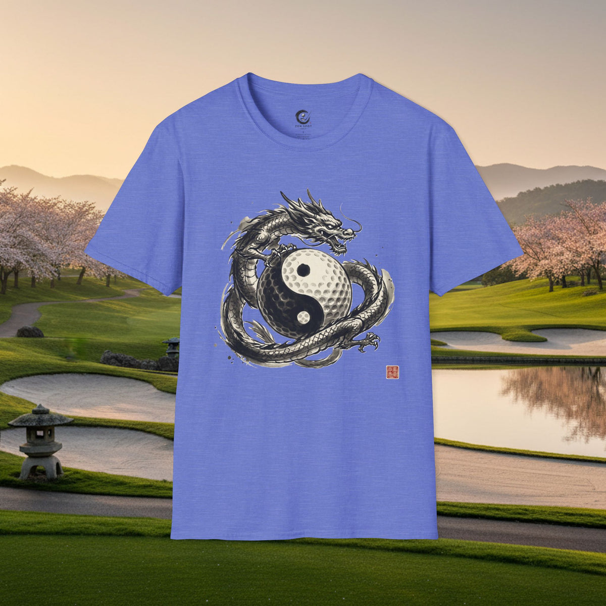 Yin Yang Golf Ball Dragon Golf T-Shirt — Asian Dragon Golf Ball Tee