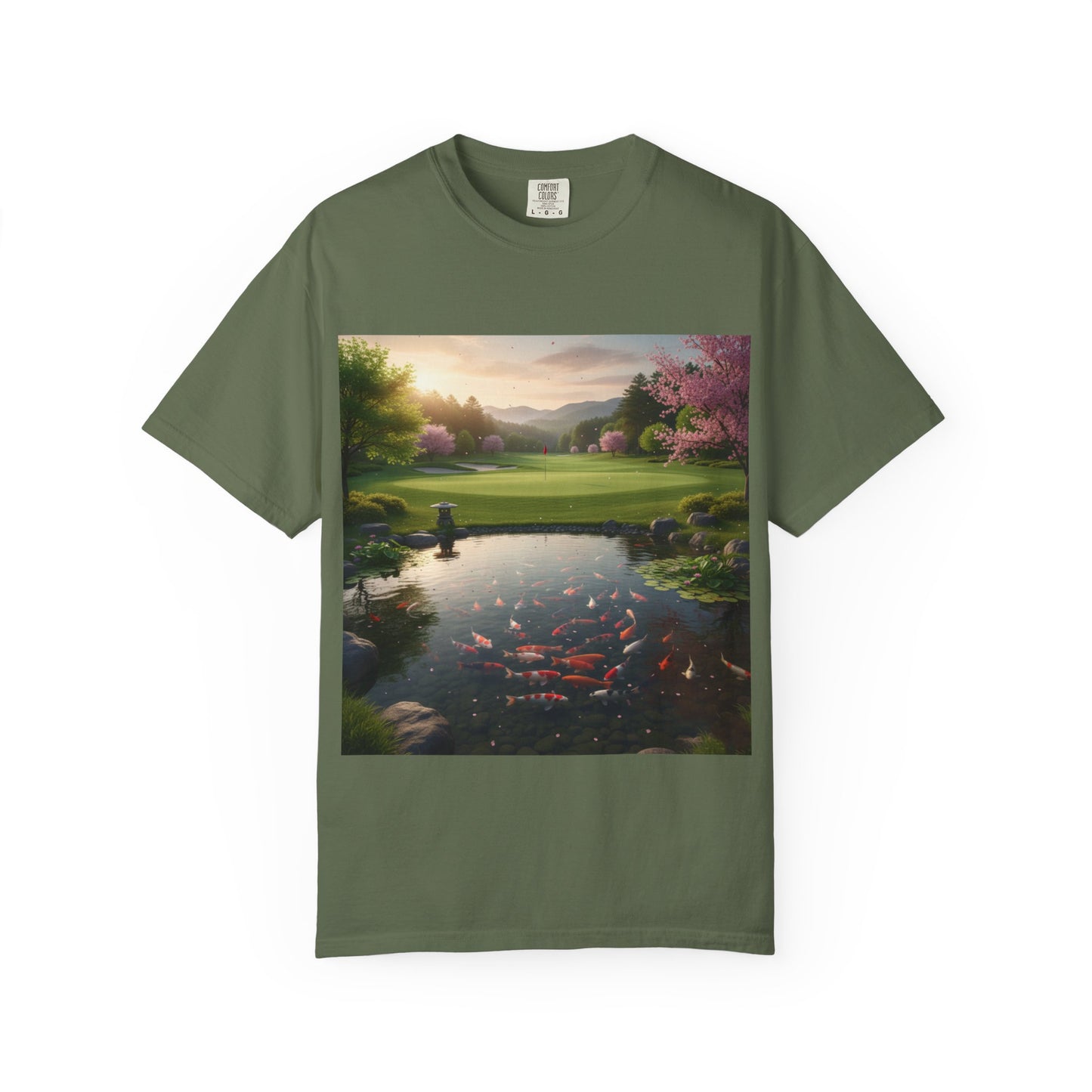 Zen Spot — Koi Pond Sunset Graphic Tee (Front Print)