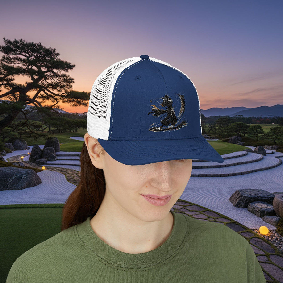 Embroidered Bunker Blast Samurai Golfer Trucker Cap