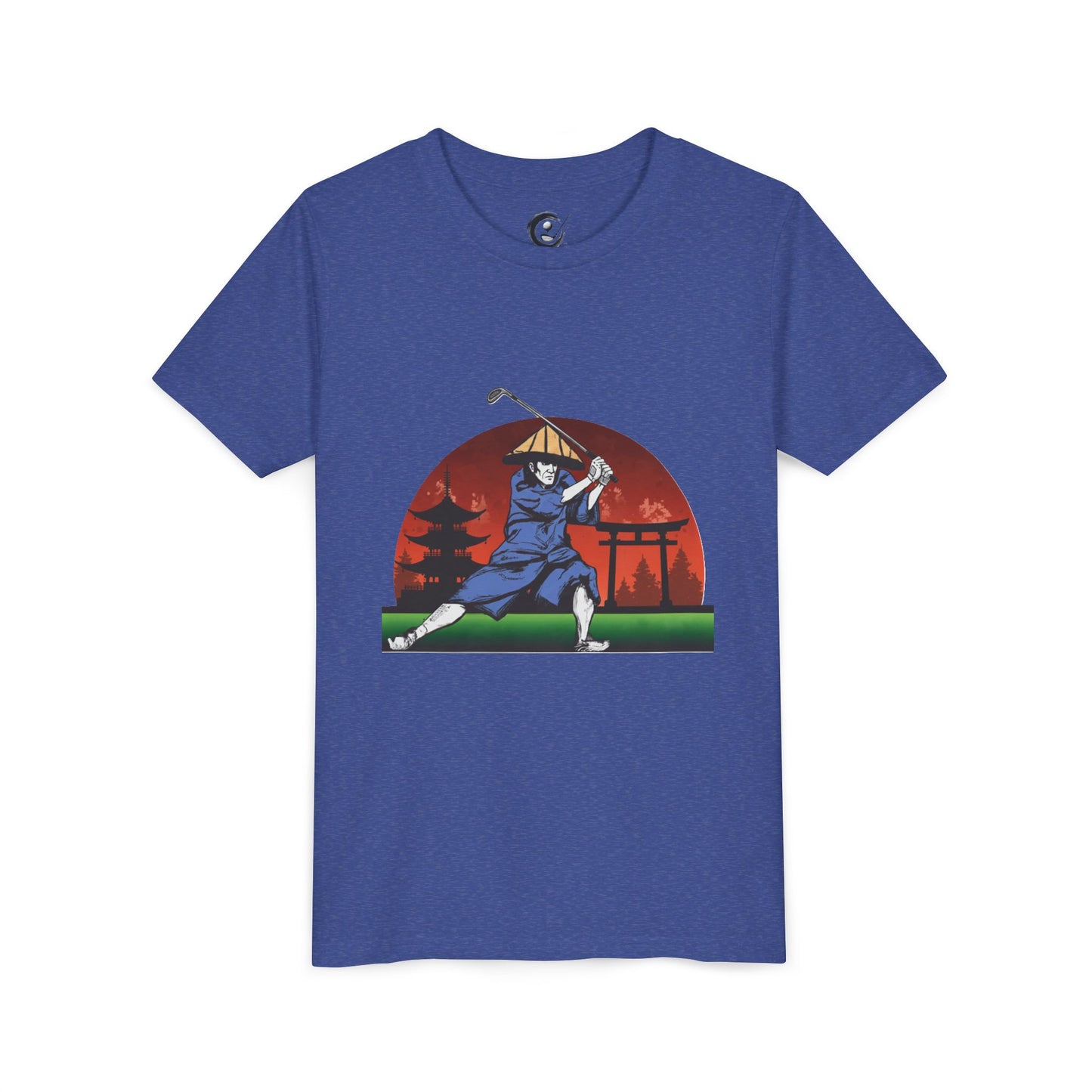 Zen Spot Golf Custom Japanese Samurai Golfer Graphic Kid T-Shirt