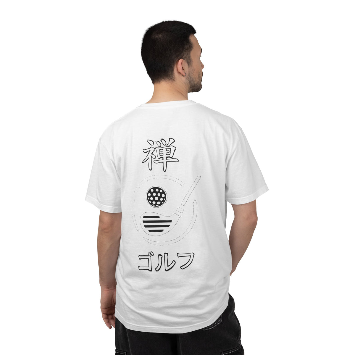 Japanese Kanji Zen Golf Chest and Back Graphic T‑Shirt