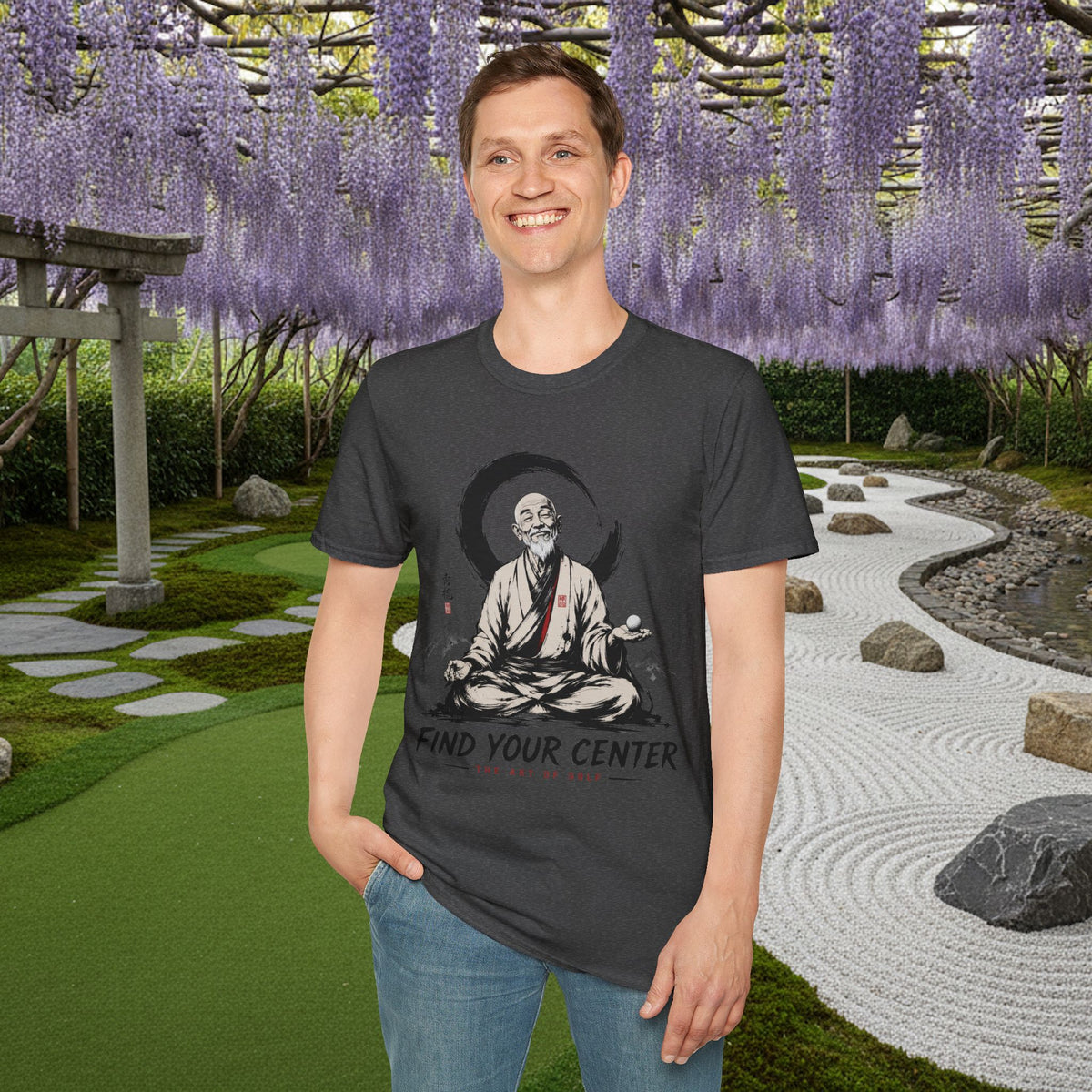 Find Your Center T-Shirt — Zen Monk Meditation Tee