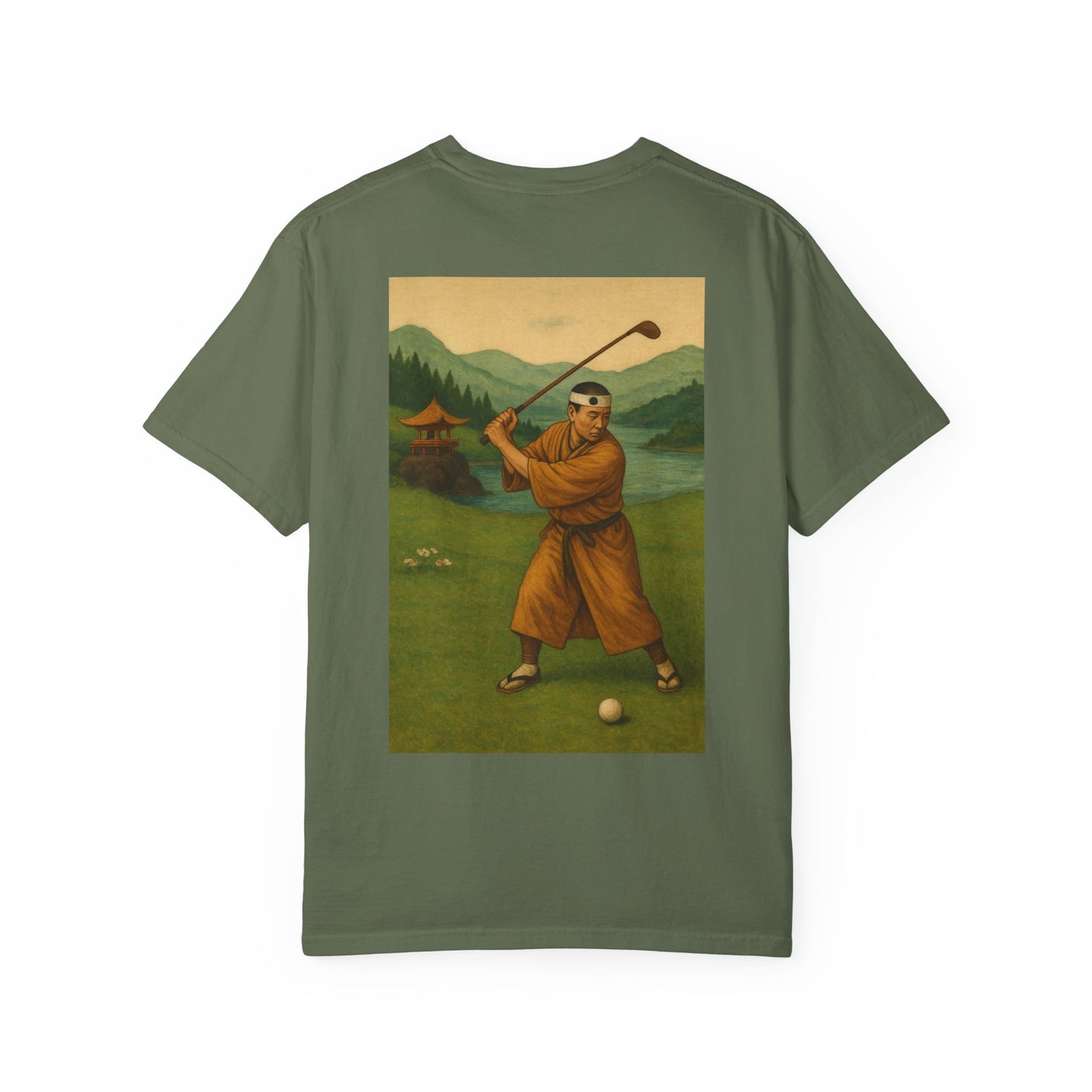 Vintage Golfer Graphic T-Shirt — Retro Asian-Inspired Golf Scene