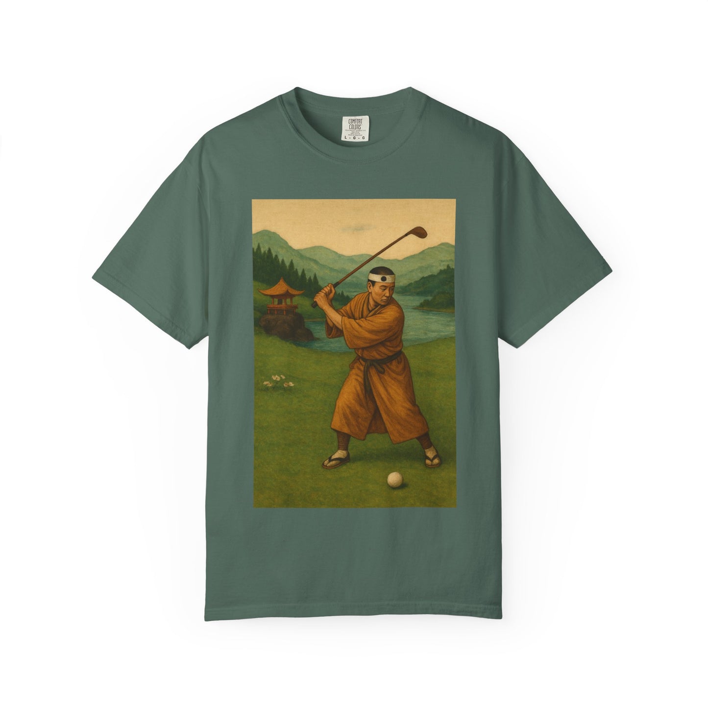 Zen Spot Golf Custom Vintage Golf Scene Monk Golfer Graphic T-Shirt