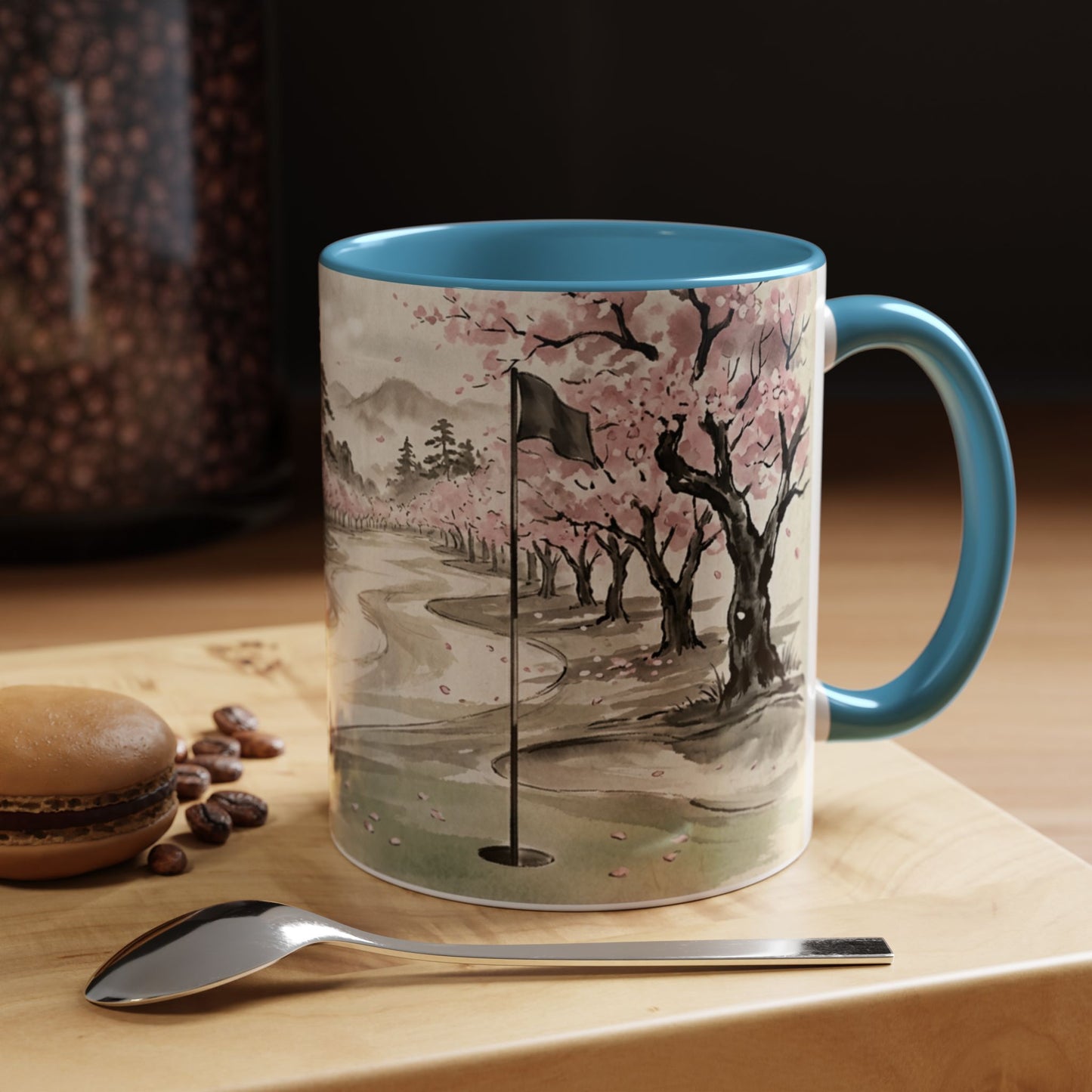 Zen Spot Golf Custom Cherry Blossom Golf Mug Scenic Sakura Golf Course Coffee Cup (11/15 oz)