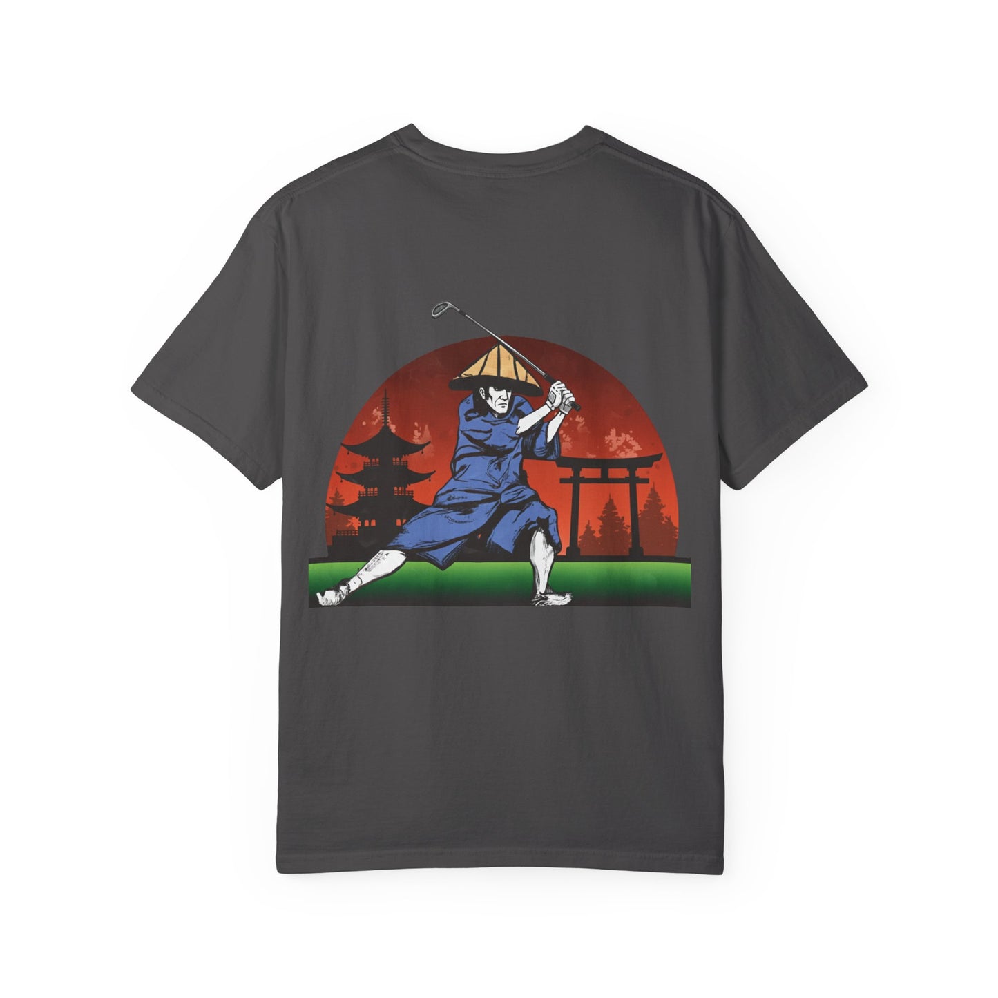 Samurai Golfer T-Shirt — Japanese Sunset Golf Graphic Tee