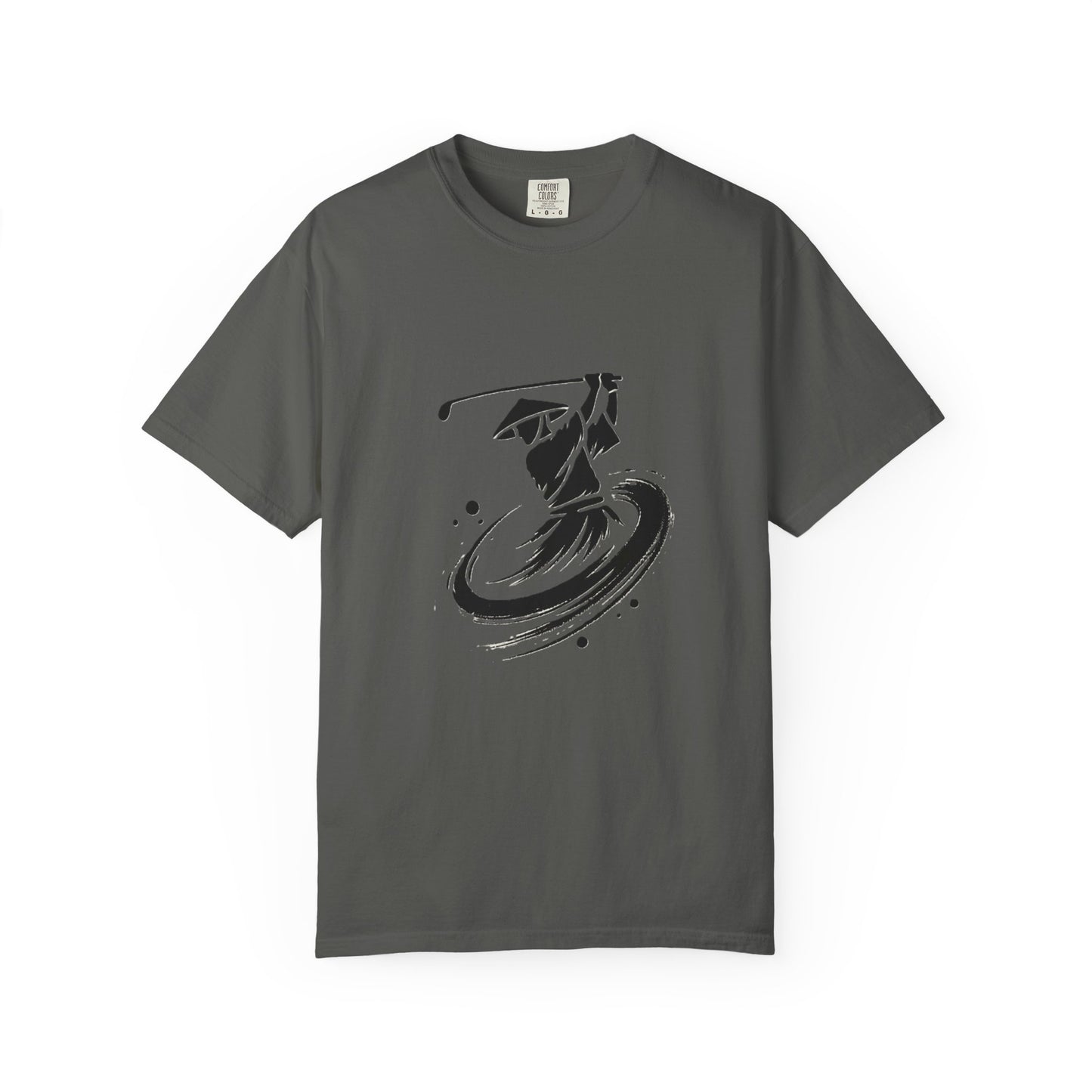 Zen Spot Golf Custom Ink Brush Zen Golfer Swing Graphic T‑Shirt