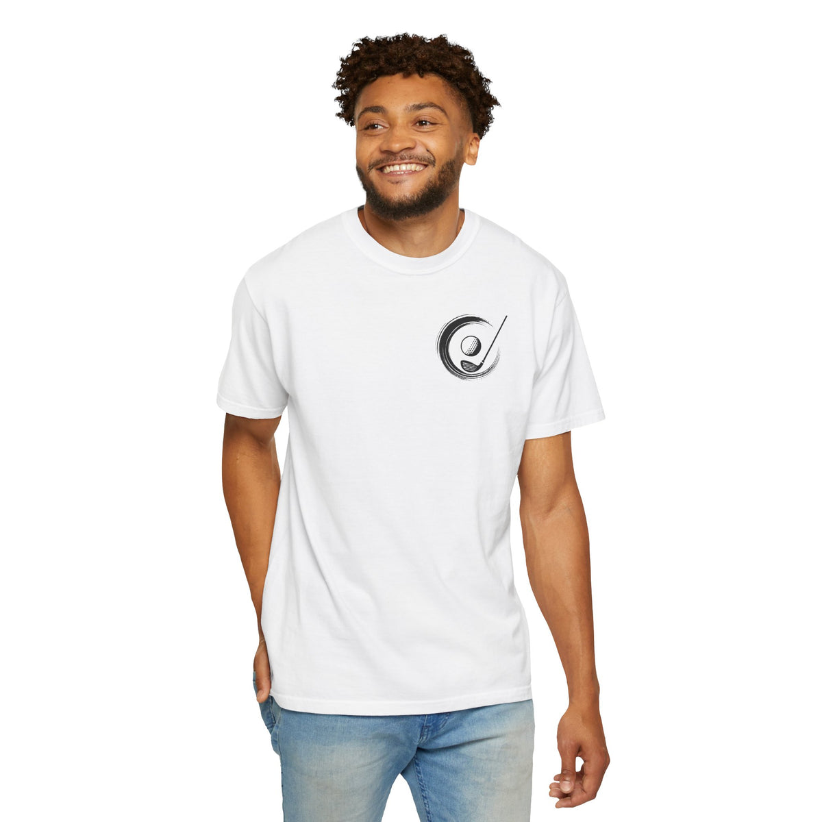Enso Circle Golf  Stroke Chest Vintage Monk Golfer Back Graphic T-Shirt