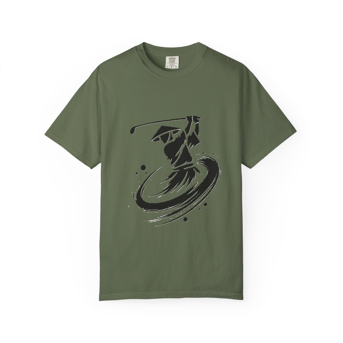 Zen Golf Swing Graphic T‑Shirt — Ink Brush Golfer Design