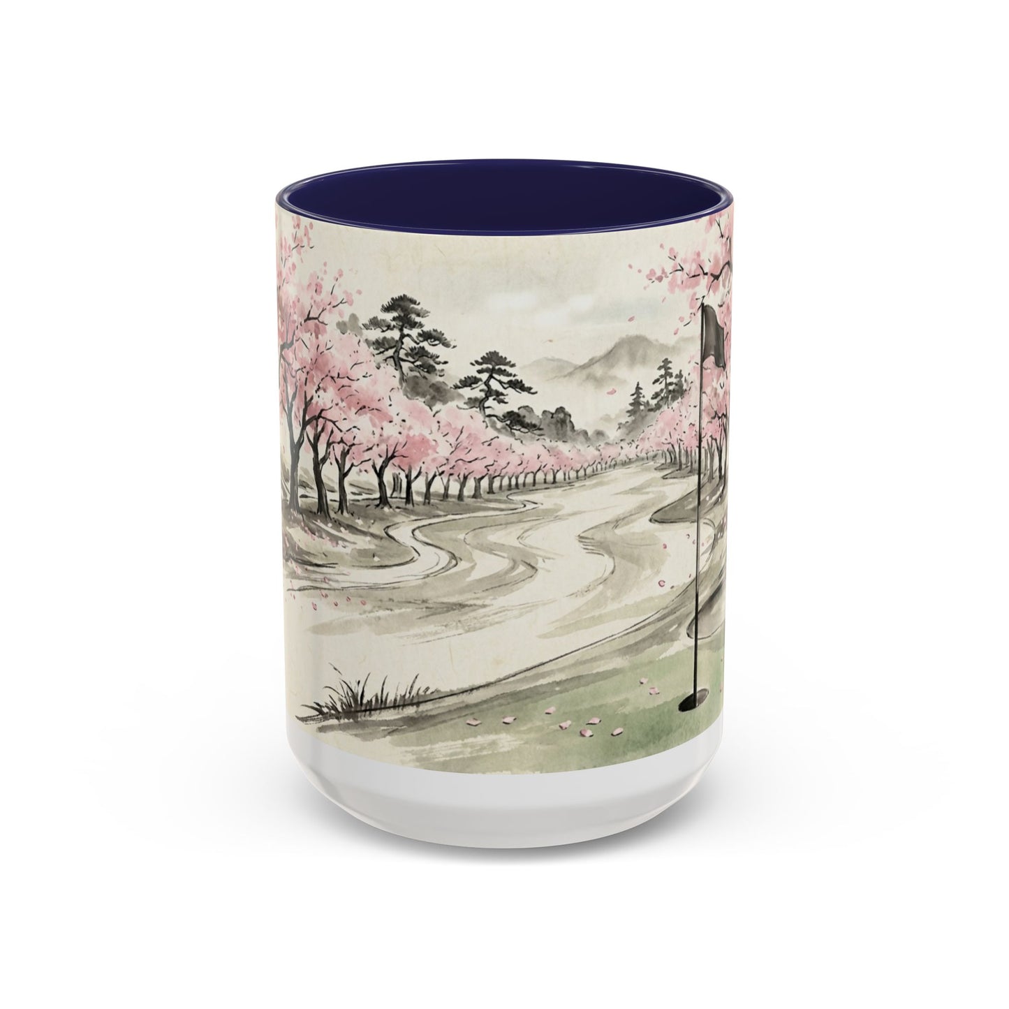 Zen Spot Golf Custom Cherry Blossom Golf Mug Scenic Sakura Golf Course Coffee Cup (11/15 oz)