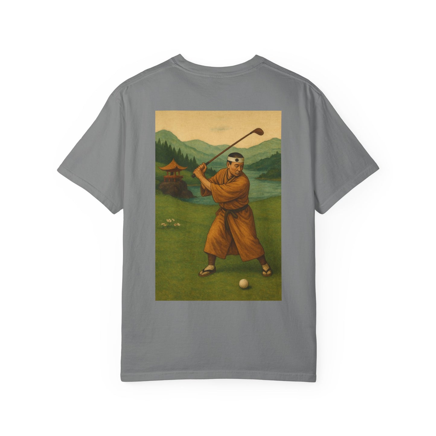 Vintage Golfer Graphic T-Shirt — Retro Asian-Inspired Golf Scene