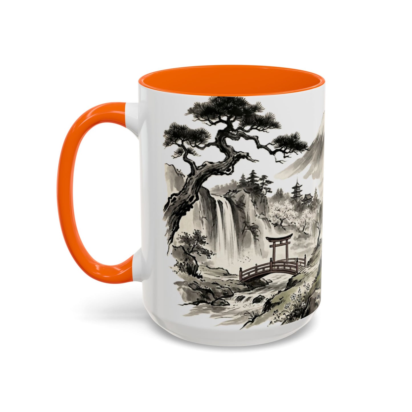 Zen Spot Golf Custom Japanese Golf Scene Accent Coffee Mug Ukiyo-e Style Golfing Geisha (11/15oz)