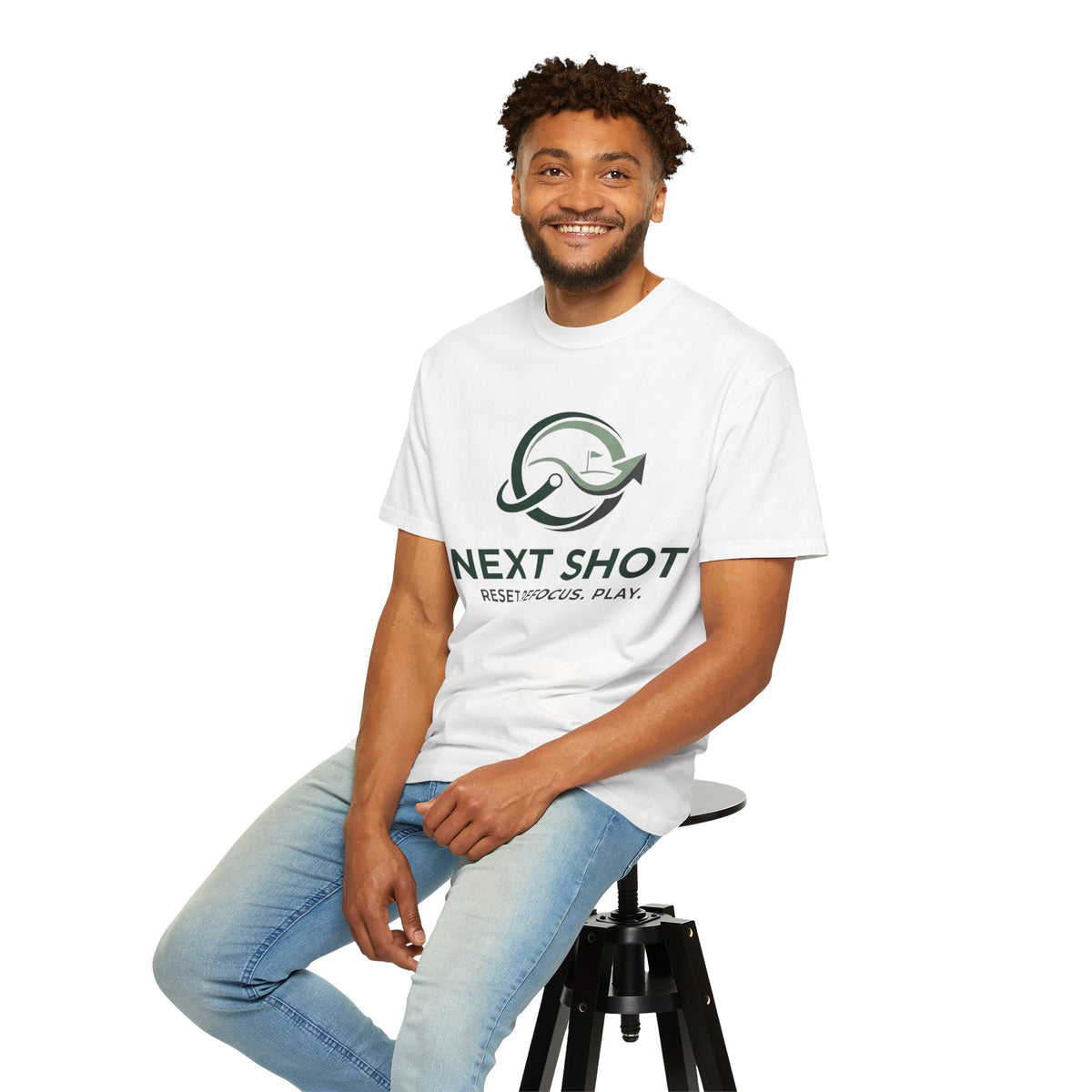 Next Shot T-Shirt — "Reset. Refocus. Play." Golf Graphic Tee