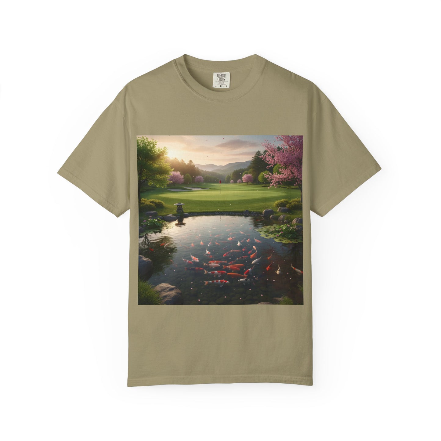 Zen Spot — Koi Pond Sunset Graphic Tee (Front Print)