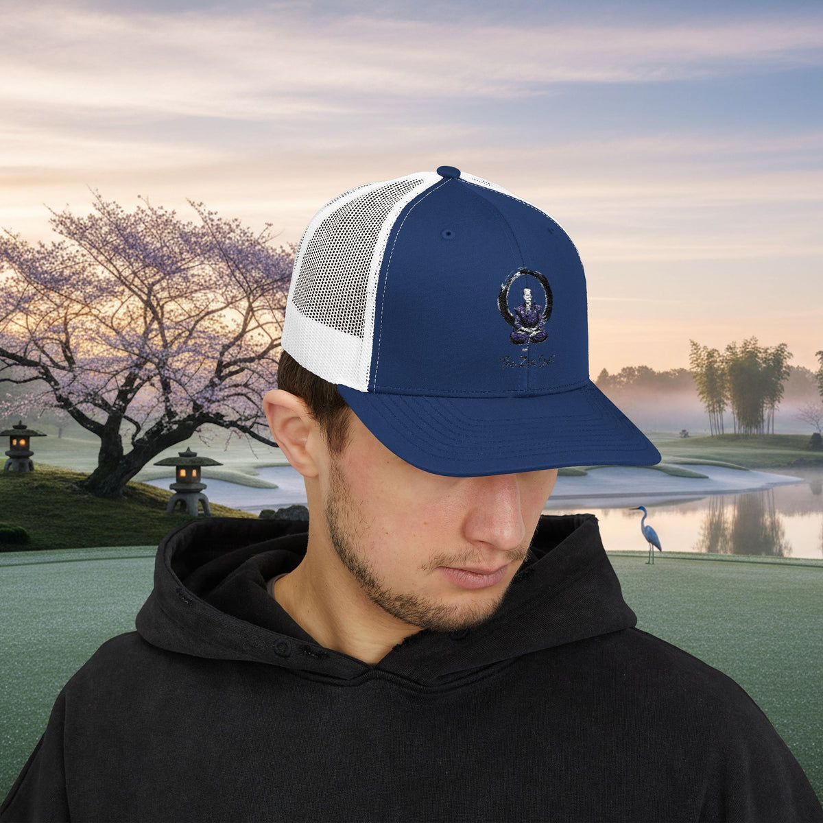 Embroidered Meditation Samurai Golfer Trucker Hat