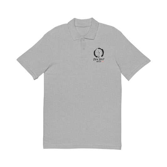 Zen Spot Golf Custom Gildan Embroidered Zanshin Polo Shirt —Zen Golfer in Enso Circle "Zen Spot Golf"