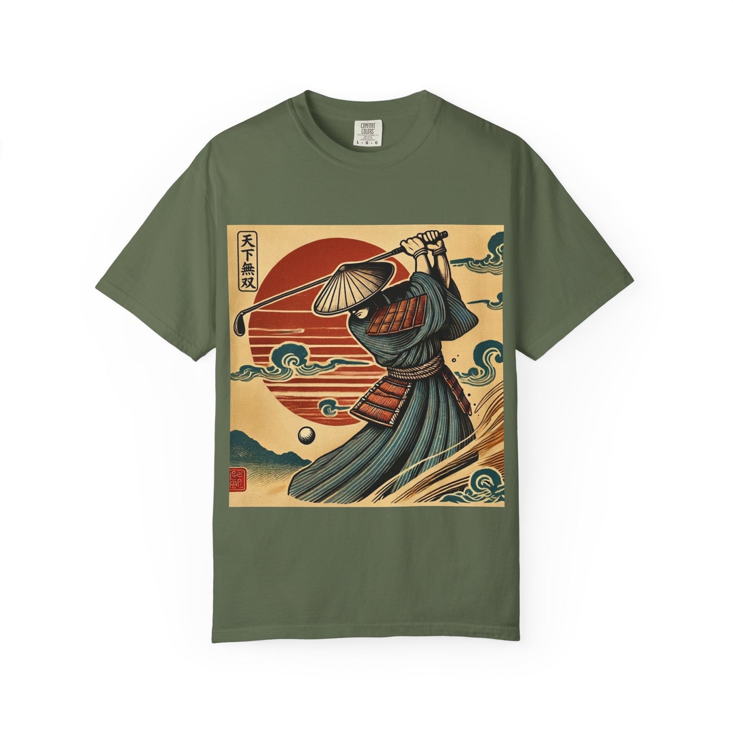 Zen Spot Customized Comfort Colors Samurai Sunset T-Shirt — Vintage Japanese Warrior Graphic Tee