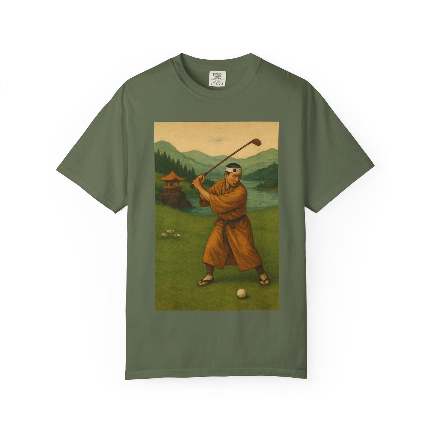 Vintage Golfer Graphic T-Shirt — Retro Asian-Inspired Golf Scene