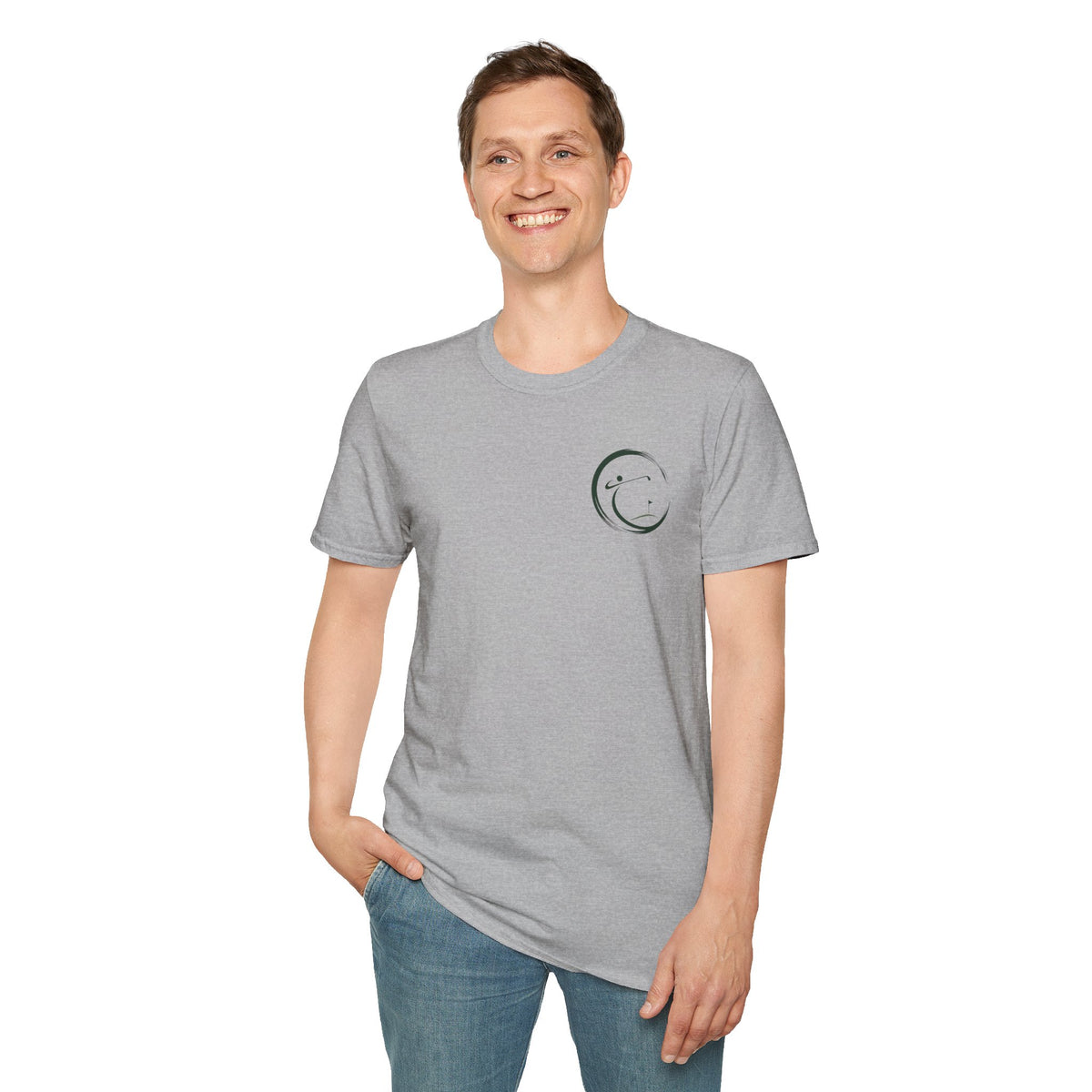 Enso Circle Golfer T-Shirt — Small Chest Logo, Cozy Casual Tee