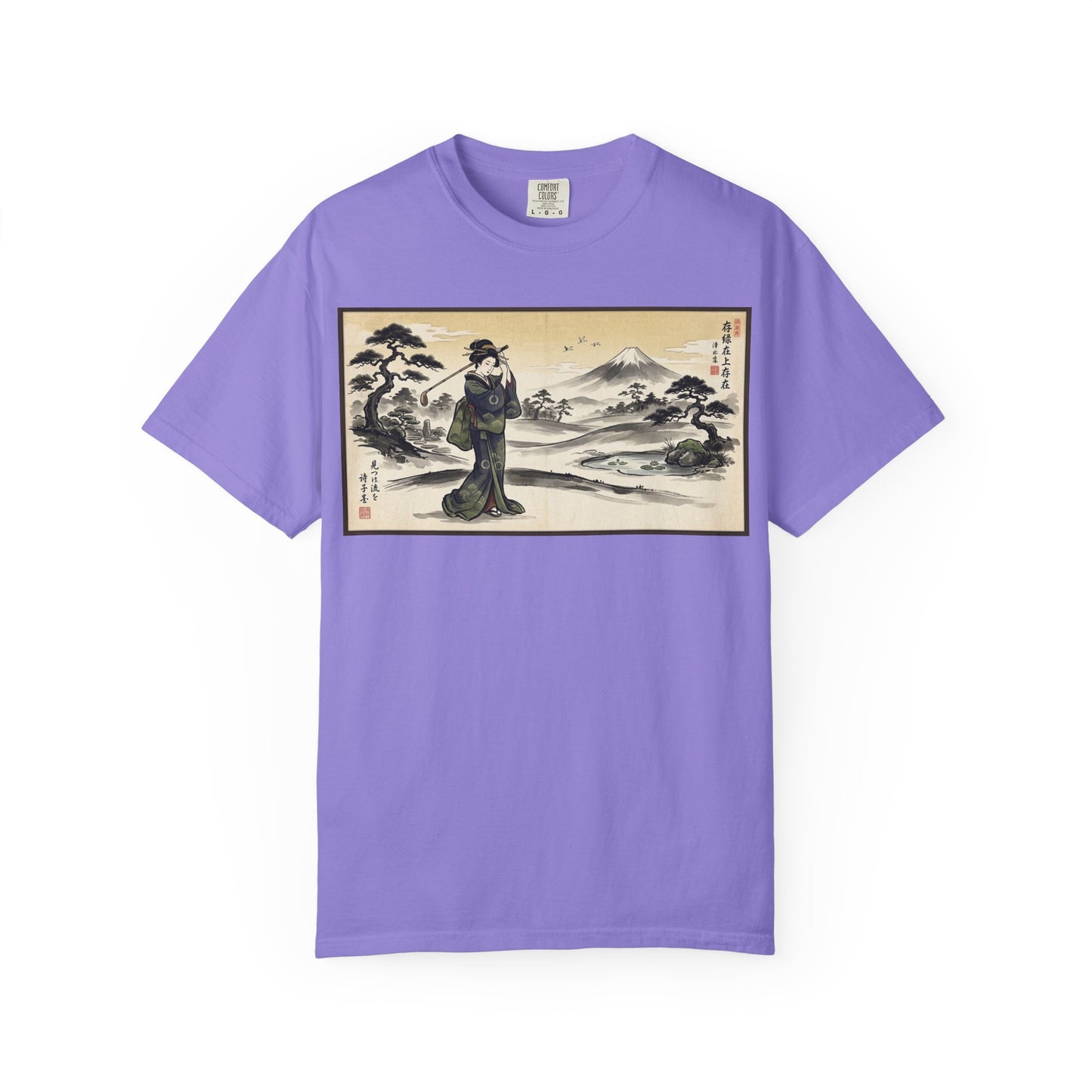 Zen Spot Golf Custom Vintage Geisha Golfer & Mount Fuji Graphic T-Shirt