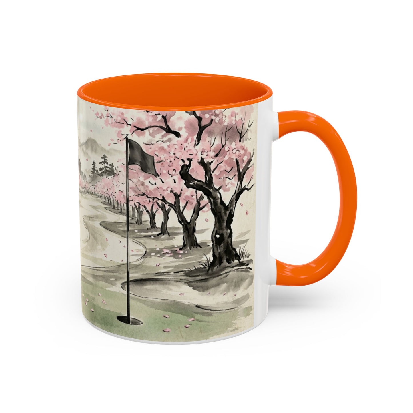Zen Spot Golf Custom Cherry Blossom Golf Mug Scenic Sakura Golf Course Coffee Cup (11/15 oz)