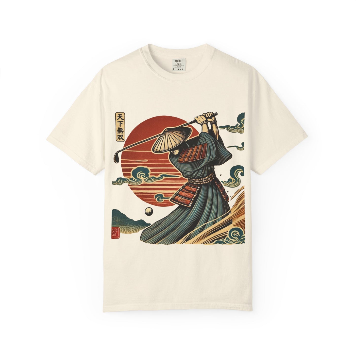 Zen Spot Golf Custom Samurai Golfer Sunset T-Shirt