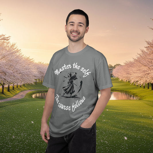 Master the Self T-Shirt — "Master the self, The course follows" Golf Graphic Tee