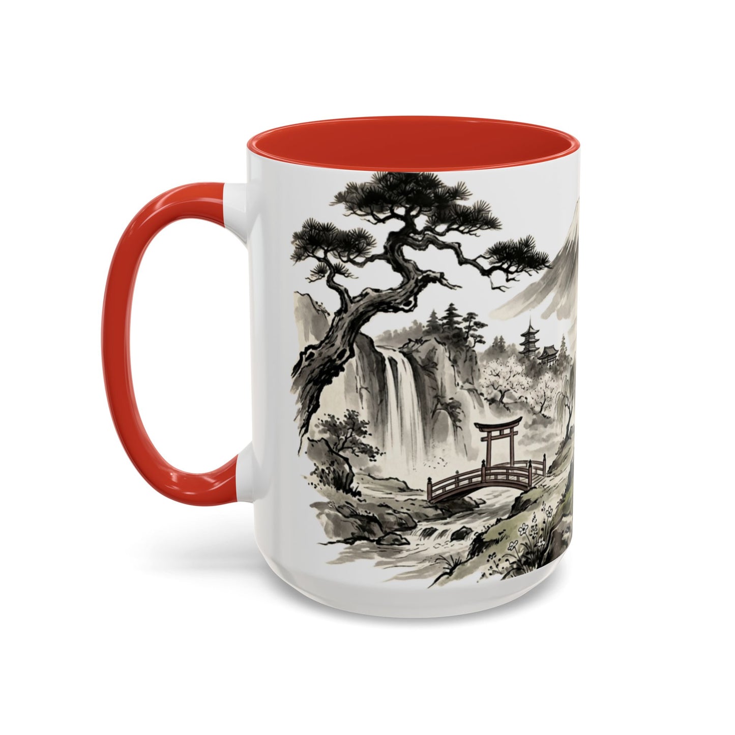 Zen Spot Golf Custom Japanese Golf Scene Accent Coffee Mug Ukiyo-e Style Golfing Geisha (11/15oz)
