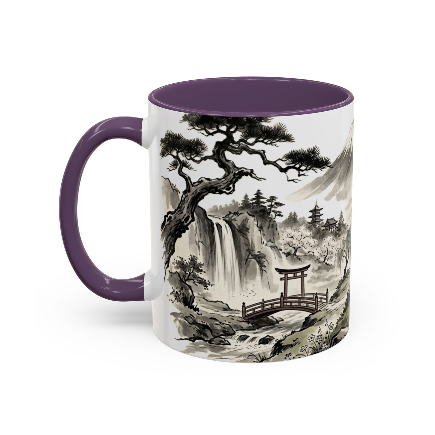 Zen Spot Golf Custom Japanese Golf Scene Accent Coffee Mug Ukiyo-e Style Golfing Geisha (11/15oz)