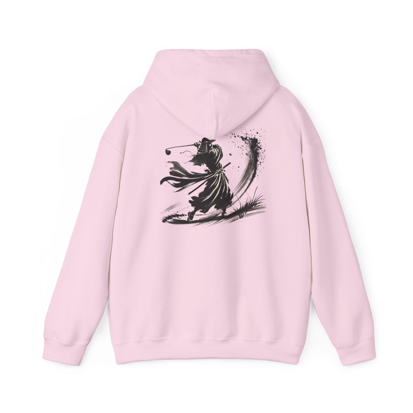 Zen Spot Golf Custom Gildan Samurai Golfer Ink Brush Stroke Hoodie | Sumi-e Warrior Back Print
