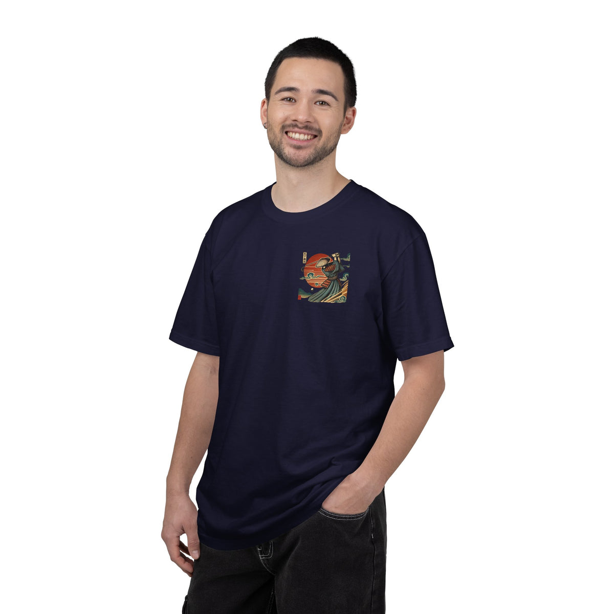 Vintage Samurai Golfer Sunset Front and Back Graphic T-Shirt