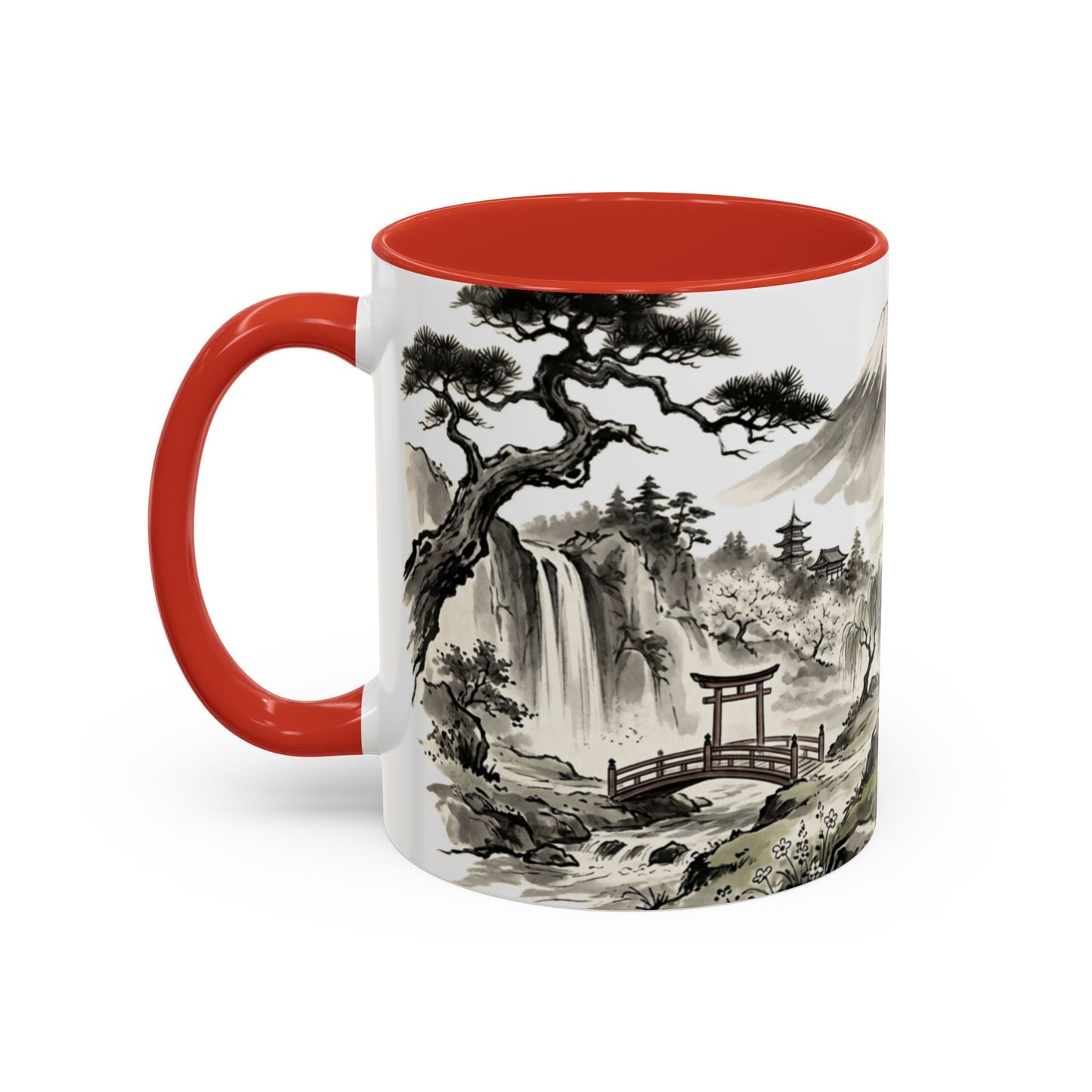 Zen Spot Golf Custom Japanese Golf Scene Accent Coffee Mug Ukiyo-e Style Golfing Geisha (11/15oz)