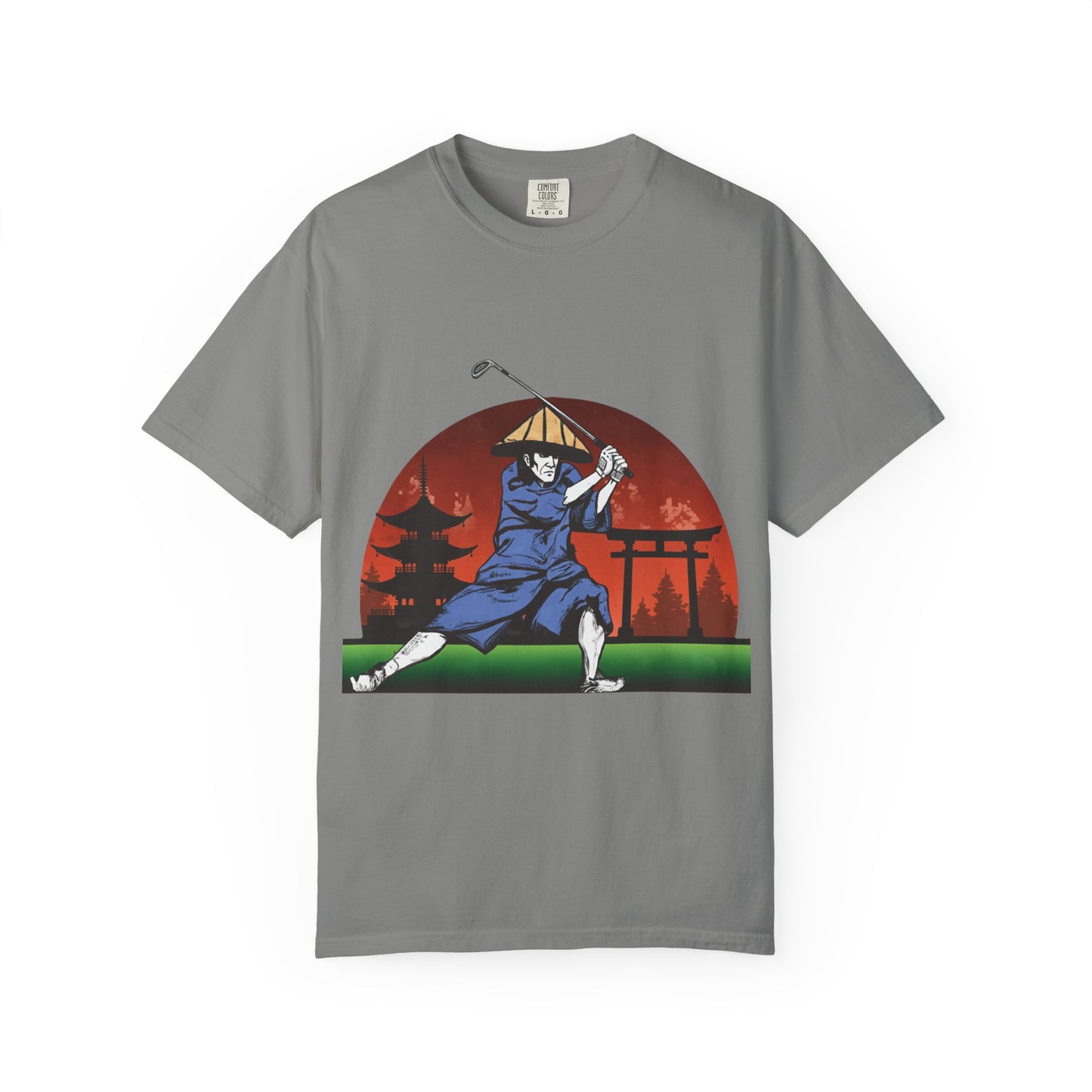 Samurai Golfer T-Shirt — Japanese Sunset Golf Graphic Tee