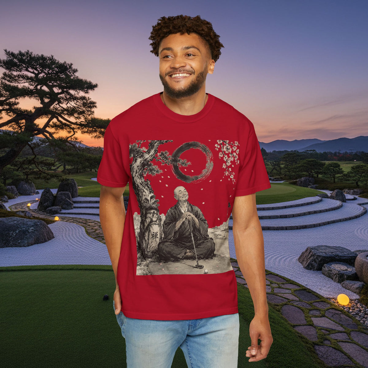Zen Monk Meditation T-Shirt — 'Enso' Circle Tranquility Tee