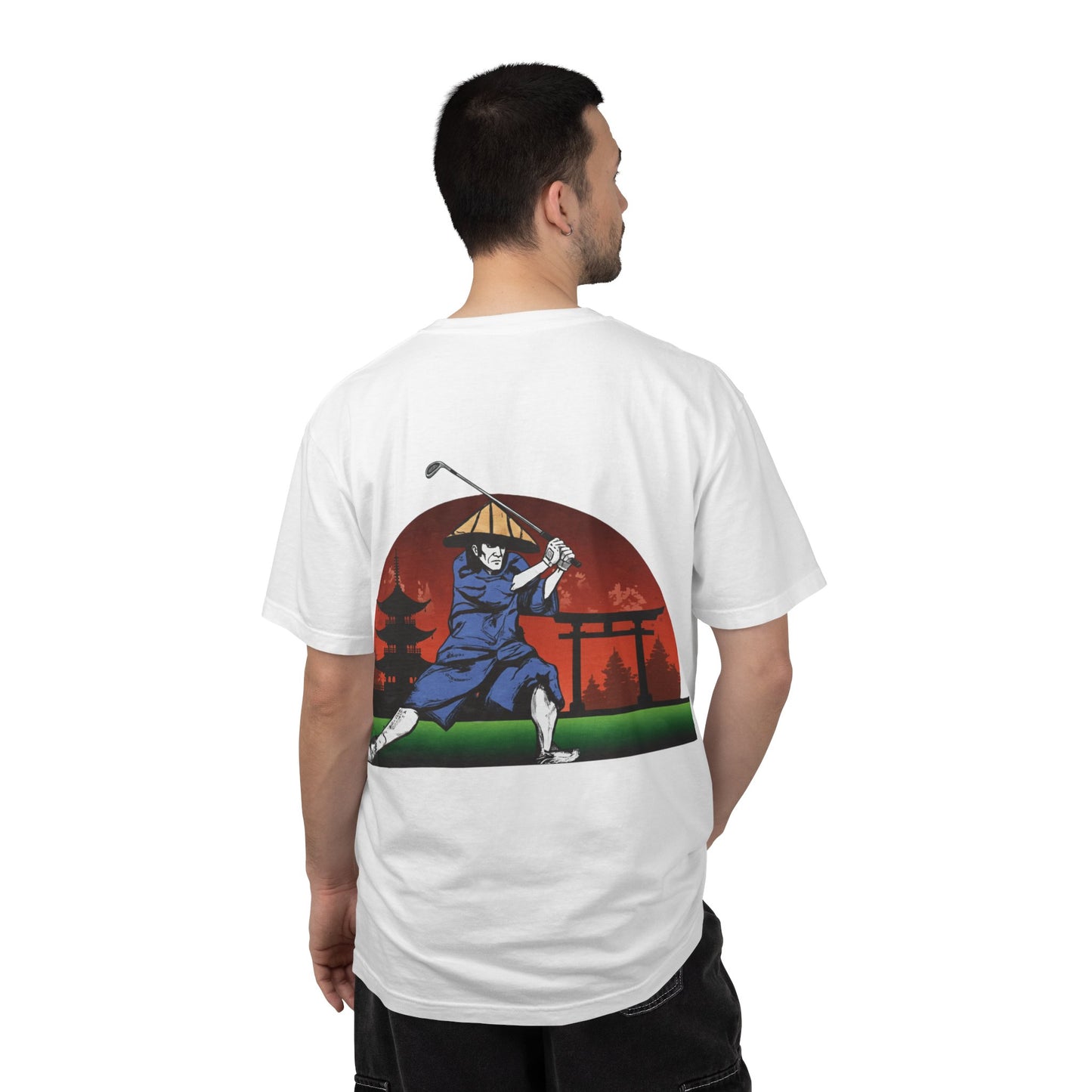 Samurai Golfer T-Shirt — Japanese Sunset Golf Graphic Tee