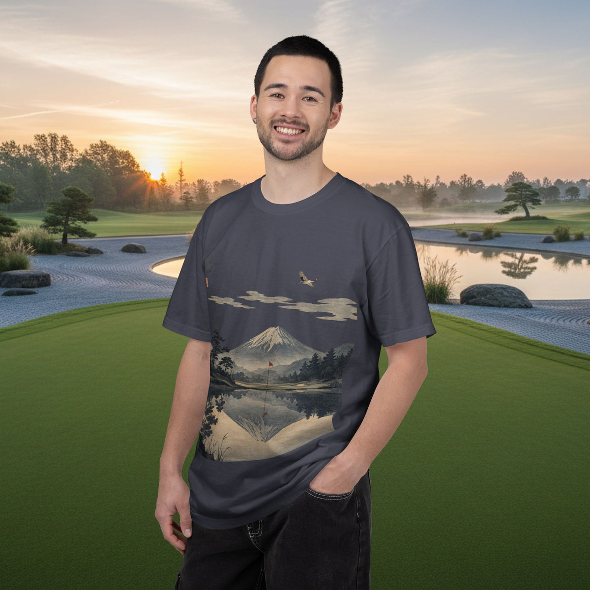 Mount Fuji Reflection Golf Course T-Shirt — Japanese Landscape Tee