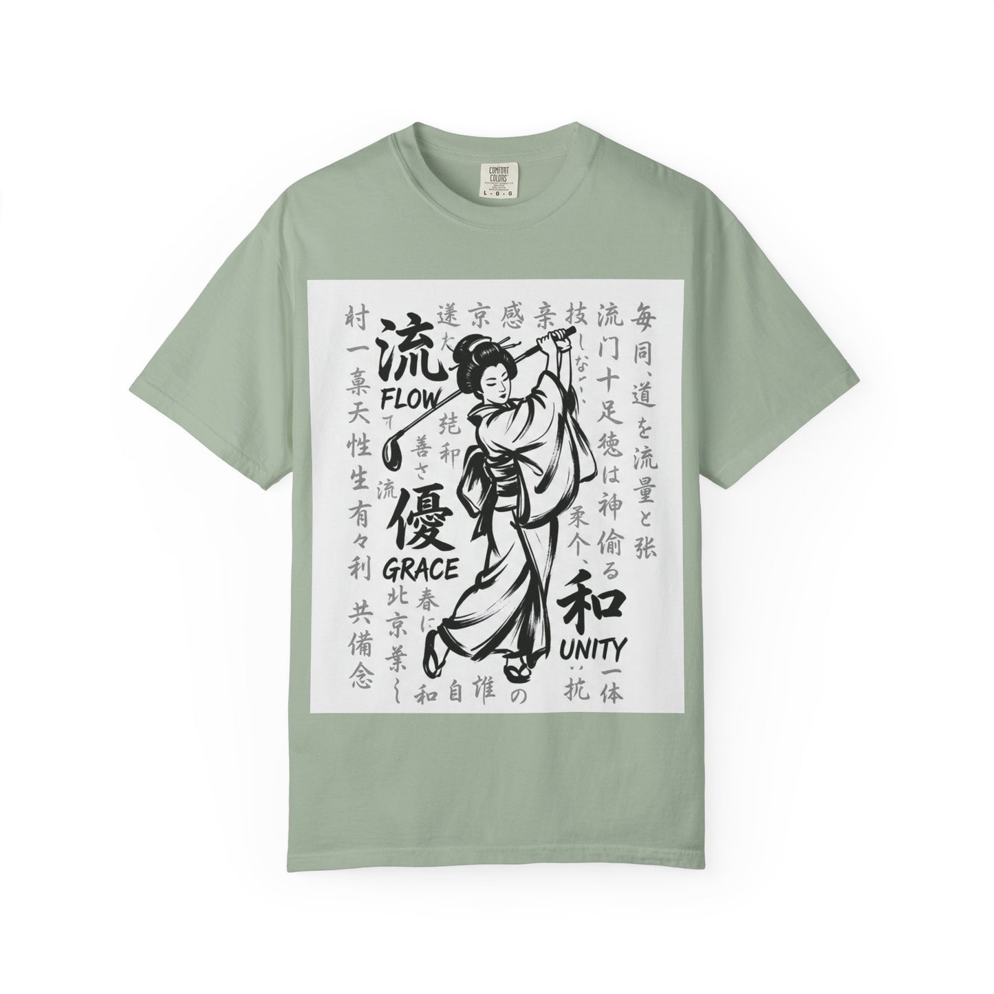 Zen Spot Golf Custom Geisha Kanji Flow, Grace, & Unity T-Shirt