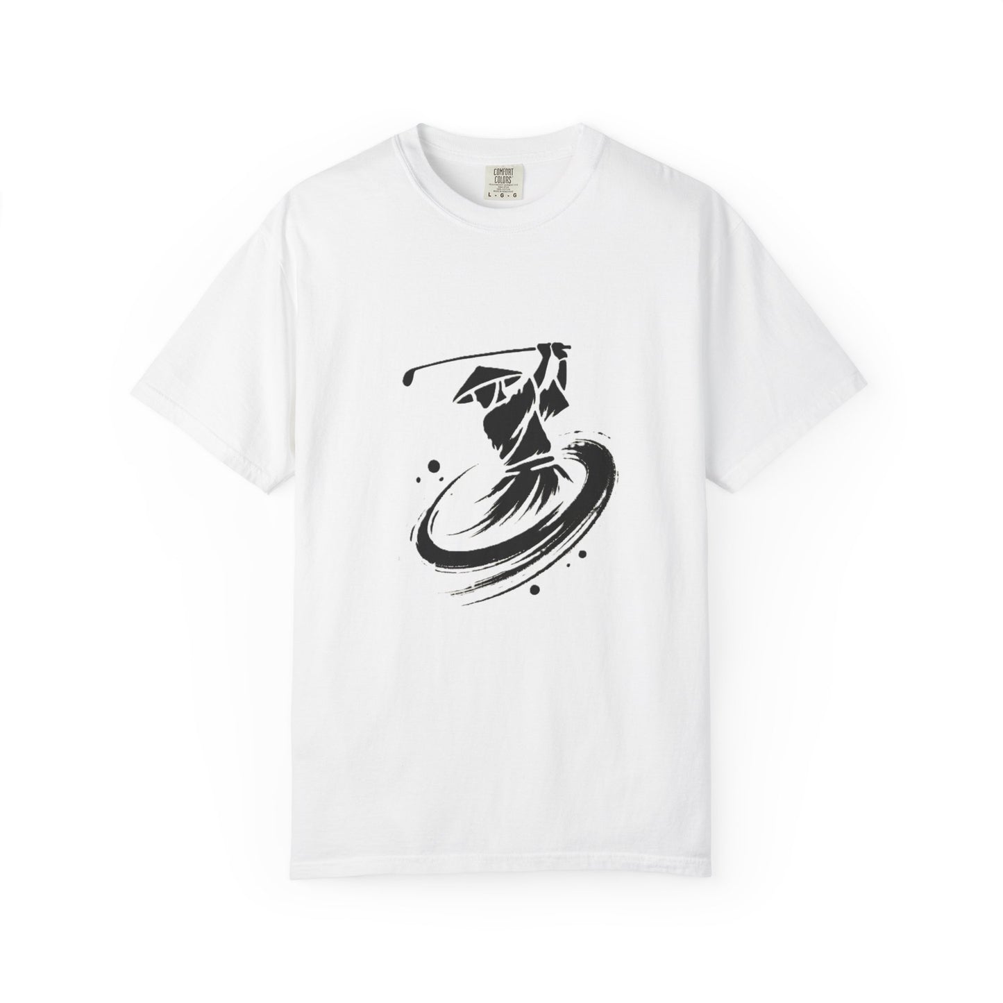 Zen Spot Golf Custom Ink Brush Zen Golfer Swing Graphic T‑Shirt