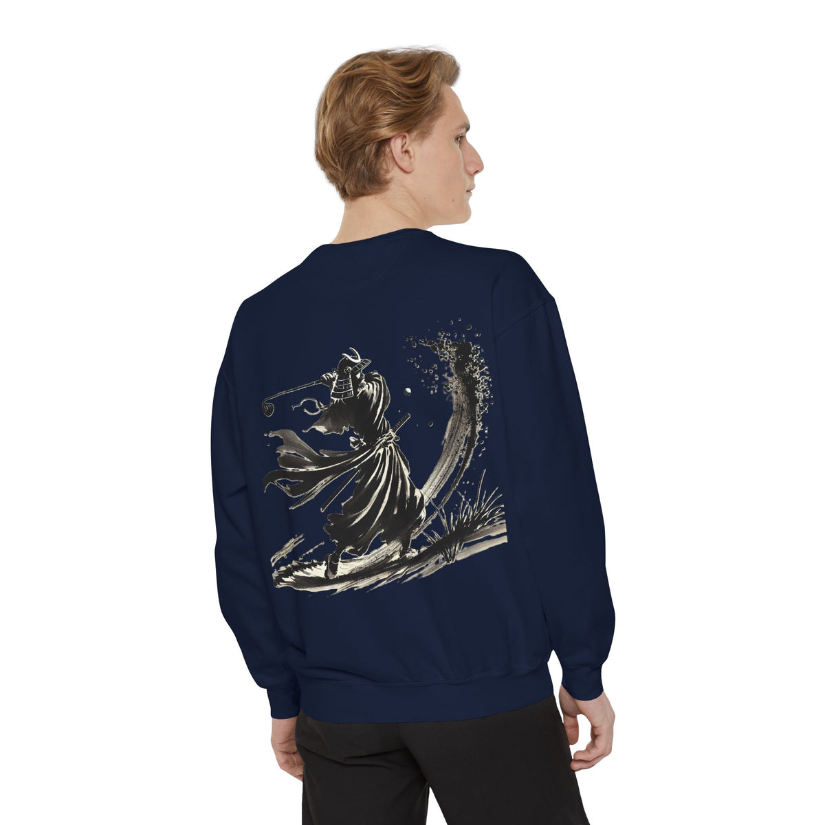Bunker Blast Samurai Golfer Chest and Back Print Sweatshirt