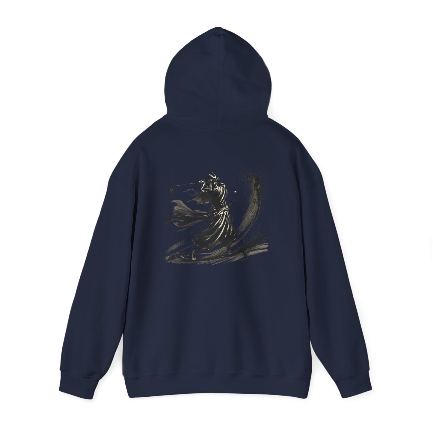 Zen Spot Golf Custom Gildan Samurai Golfer Ink Brush Stroke Hoodie | Sumi-e Warrior Back Print