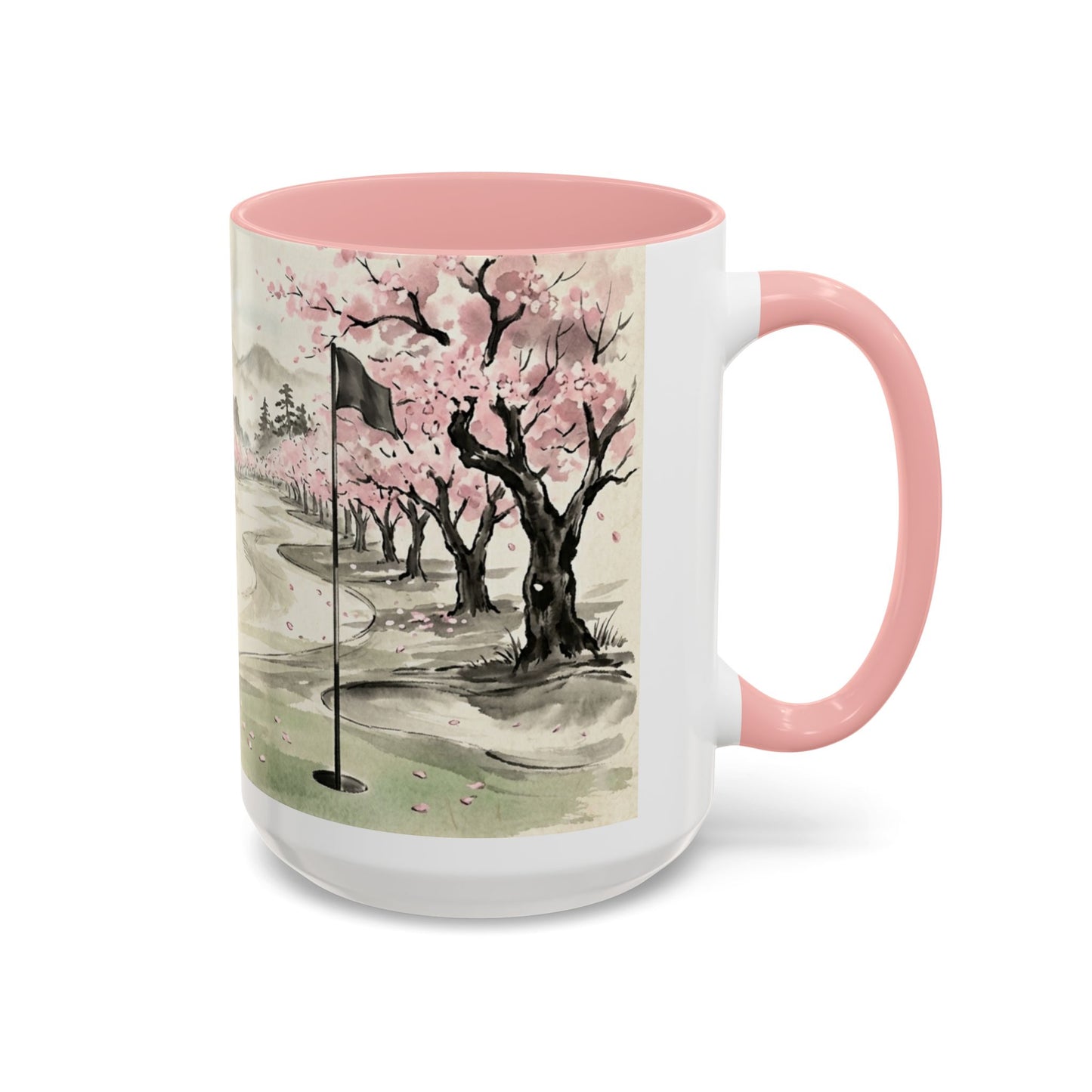 Zen Spot Golf Custom Cherry Blossom Golf Mug Scenic Sakura Golf Course Coffee Cup (11/15 oz)
