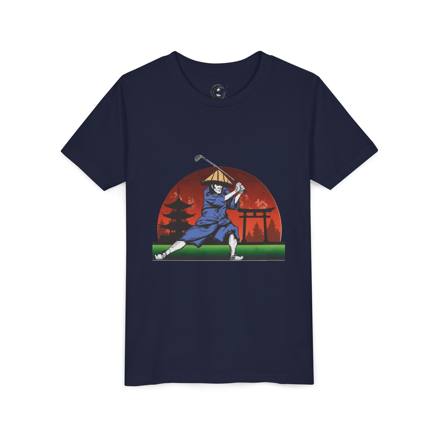Zen Spot Golf Custom Japanese Samurai Golfer Graphic Kid T-Shirt